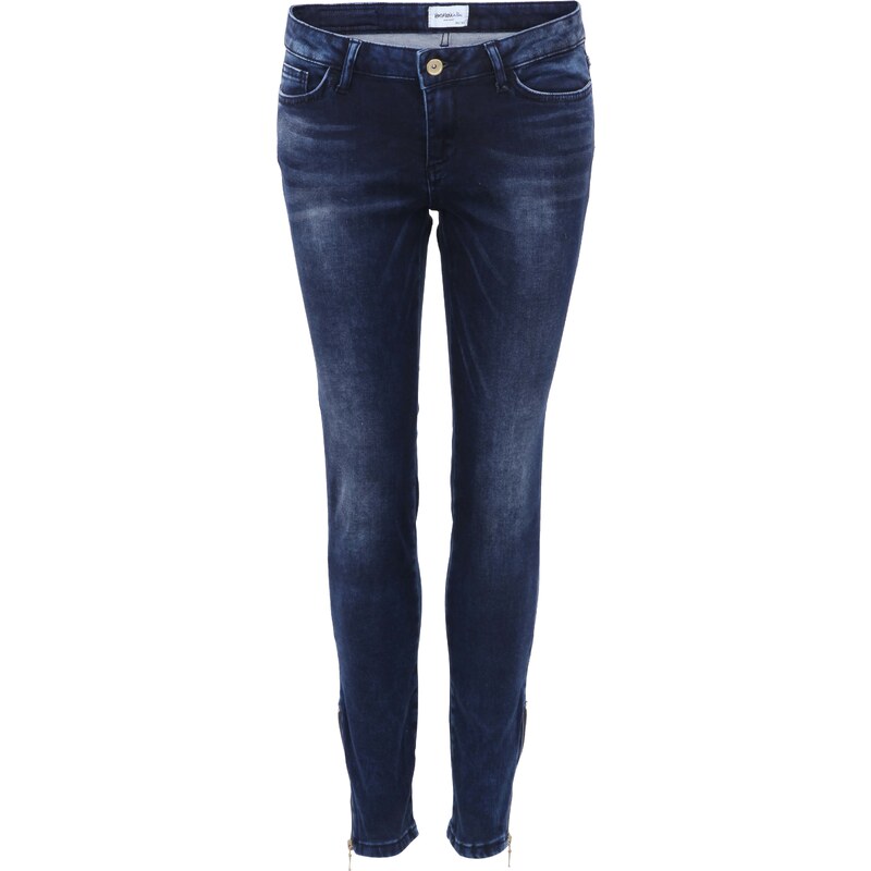 Tmavě modré skinny džíny se zipy na nohavicích Vero Moda Flash