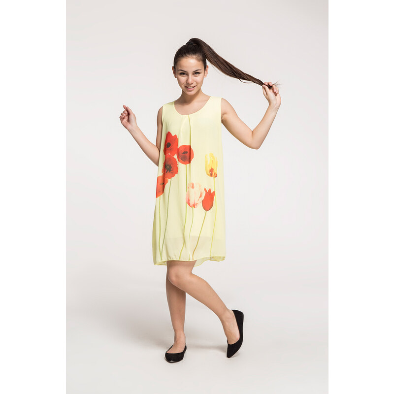 SHOPHYL Dámské šaty Poppies Dress, světle žluté