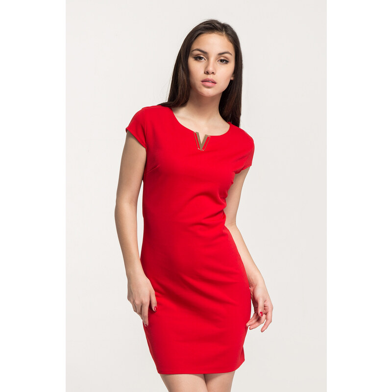 SHOPHYL Dámské krátké šaty "V" Shine On Dress, červené