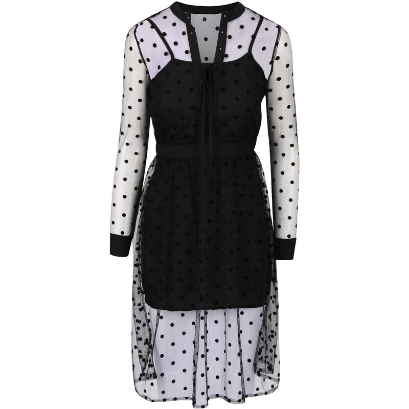 Černé šaty se síťovanou vrstvou Anna Smith