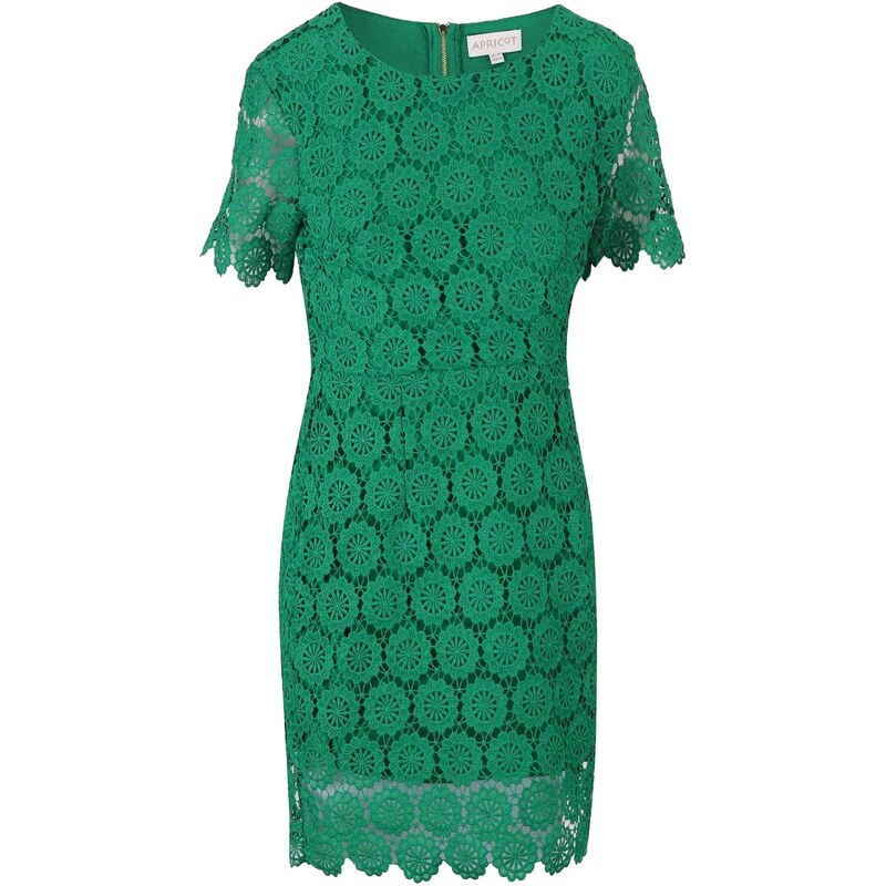 Zelené krajkové šaty s krátkými rukávy Apricot