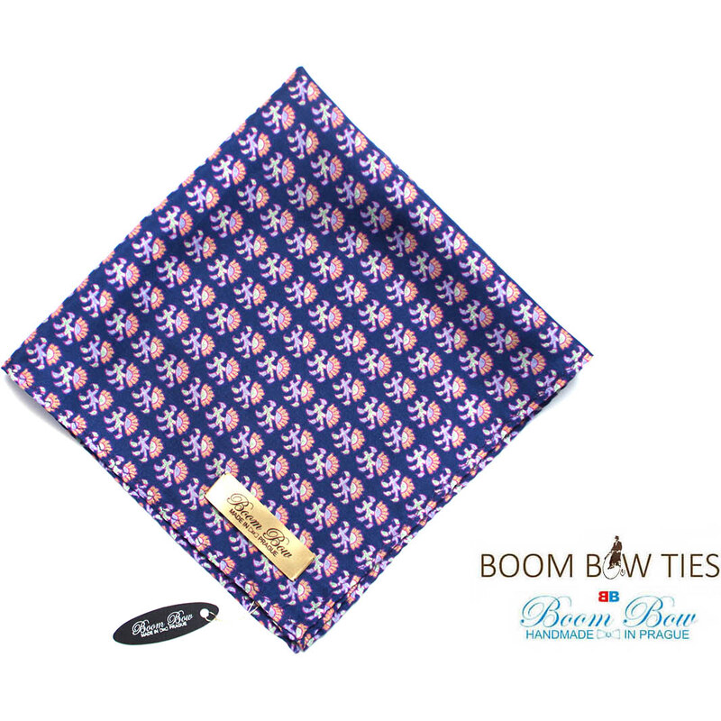 Boom Bow Fialový kapesníček s ornamentem