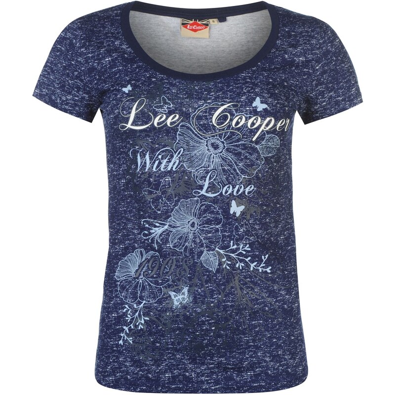 Triko Lee Cooper Textured Scoop T Shirt dámské Navy Marl