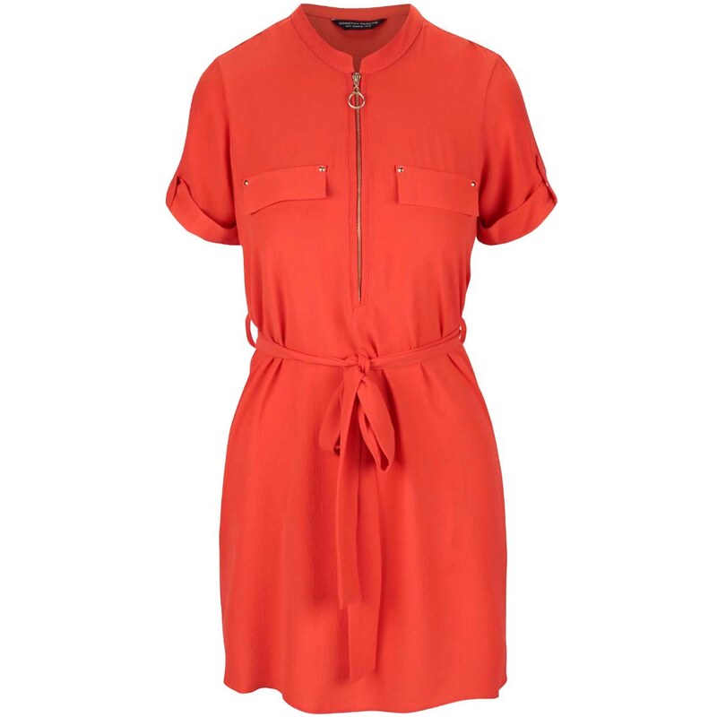 Oranžové šaty s ozdobnými kapsami Dorothy Perkins