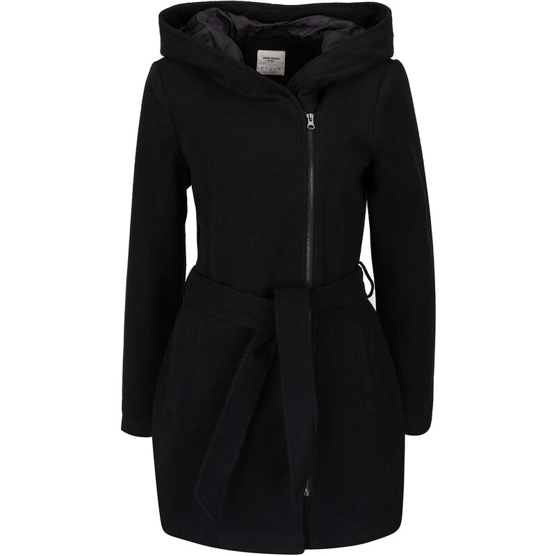 Černý kabát s kapucí Vero Moda Joyce Daisy