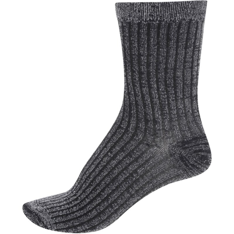 Třpytivé ponožky ve stříbrno-černé barvě Vero Moda Glitter