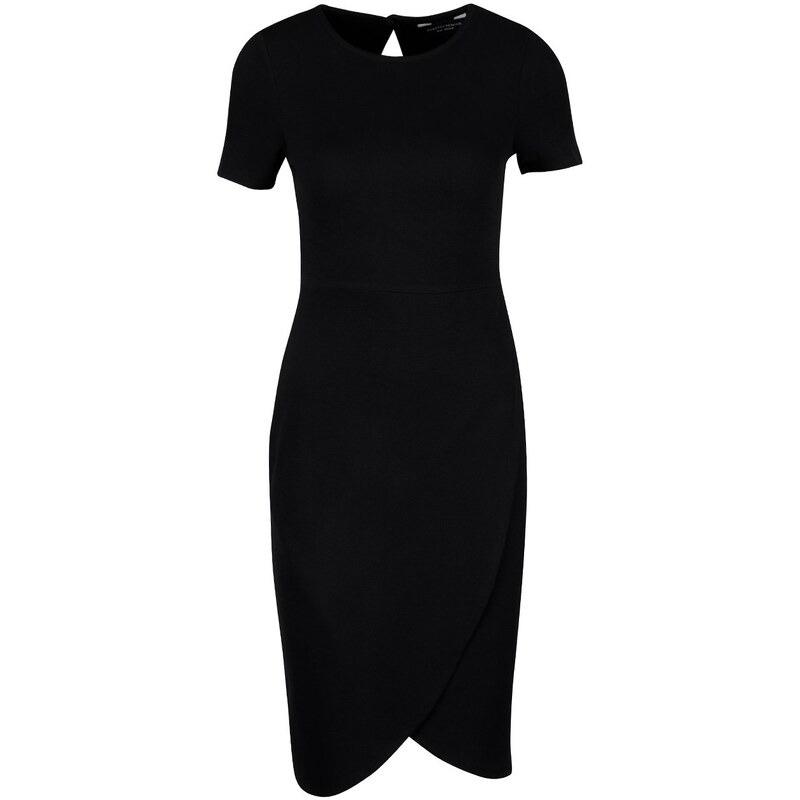 Černé šaty s překládanou sukní Dorothy Perkins