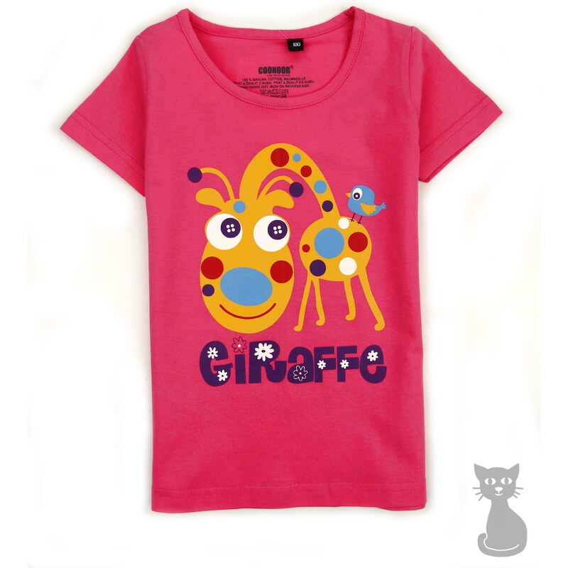 dětské bavlněné tričko GIRAFFE - růžové, COONOOR