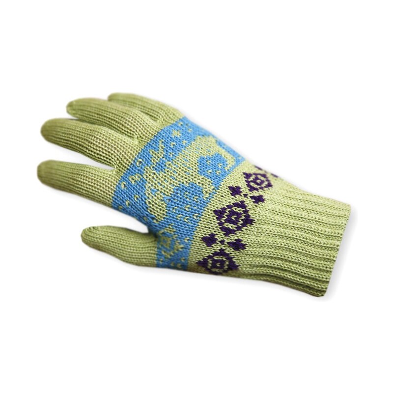 dětská pletená rukavice RB08 - zelené, KAMA