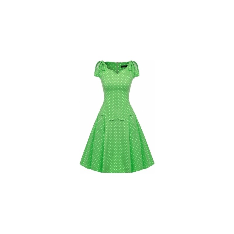 NoName 002 Dámské RETRO šaty zelené s puntíky