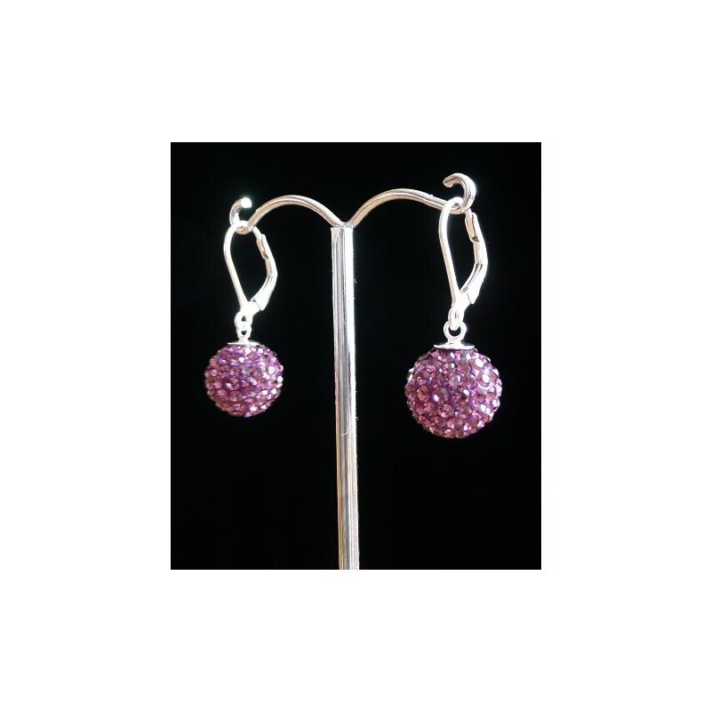 Šperky LAFIRA Style Stříbrné náušnice kuličky tmavě fialové 12mm
