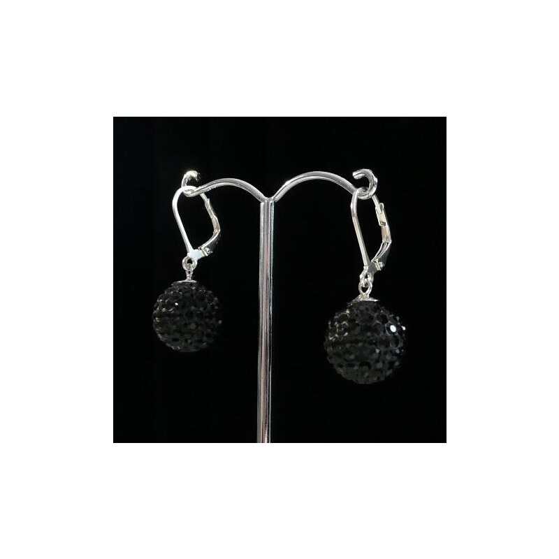 Šperky LAFIRA Style Stříbrné náušnice kuličky černé 14mm