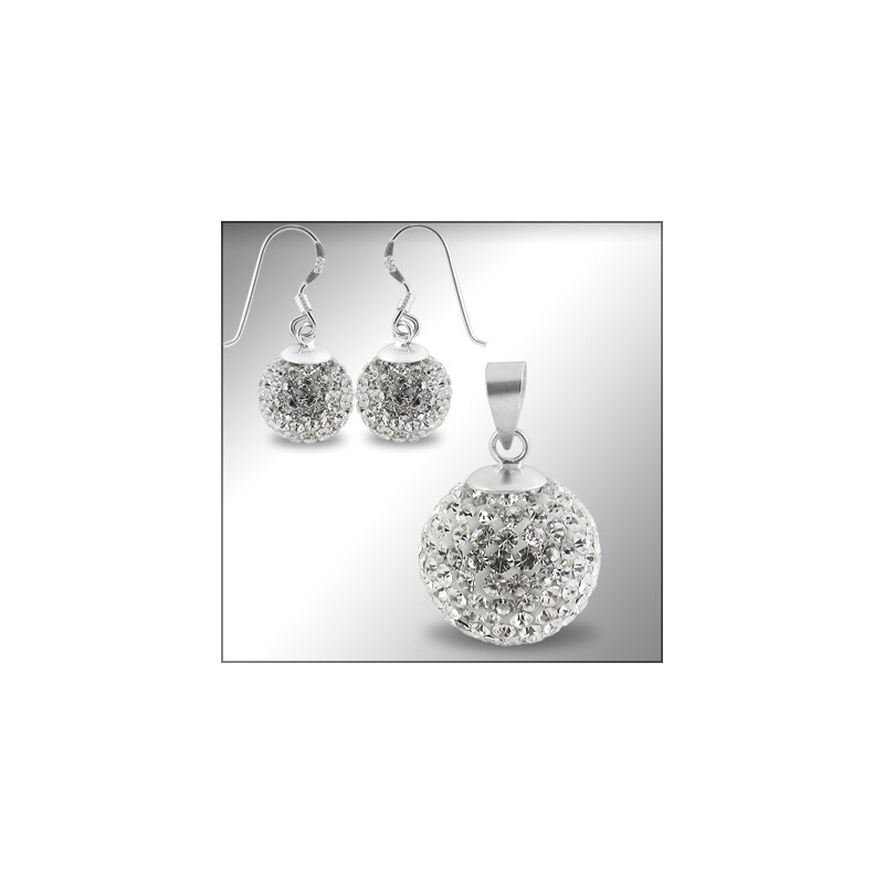 Šperky LAFIRA Style Stříbrná sada kuliček bílé 12+12mm