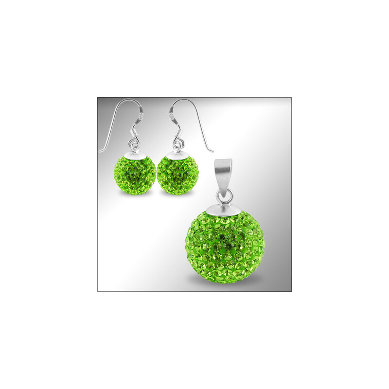 Šperky LAFIRA Style Stříbrná sada kuliček zelené 12+14mm