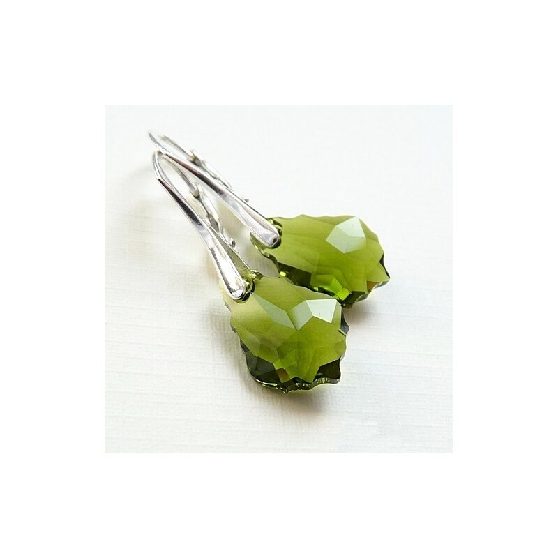 Šperky LAFIRA Style Náušnice elegantní zelené Swarovski Baroque-stříbro LSW023E