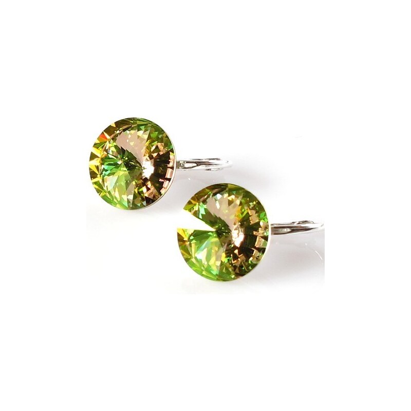 Šperky LAFIRA Style RIVOLI stříbrné visací náušnice Luminous Green
