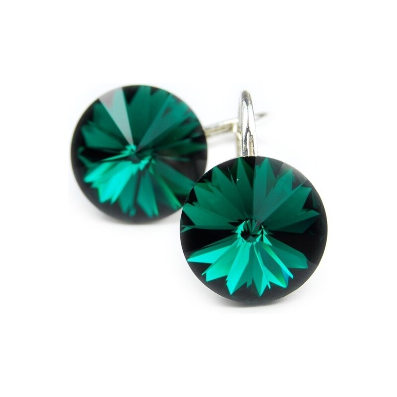 Šperky LAFIRA Style RIVOLI stříbrné visací náušnice Emerald
