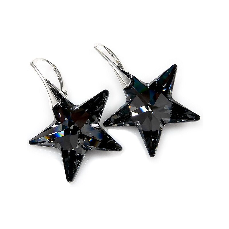 Šperky LAFIRA Style STAR stříbrné náušnice Silver Night