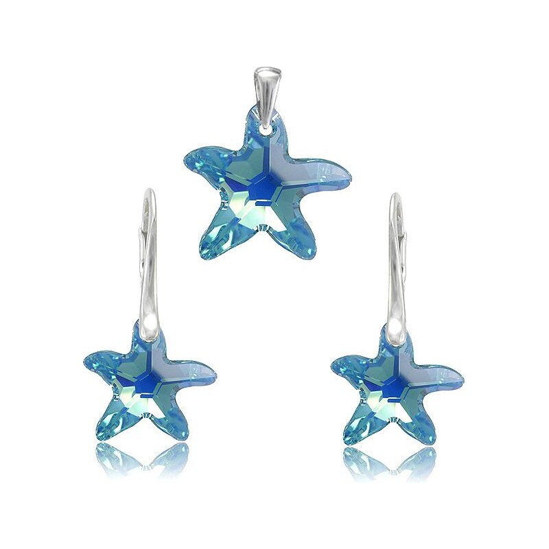 Šperky LAFIRA Style STARFISH stříbrná sada Aquamarine