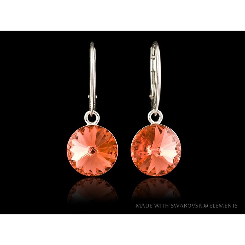 Šperky LAFIRA Style RIVOLI stříbrné náušnice visací Padparadscha - 12 mm