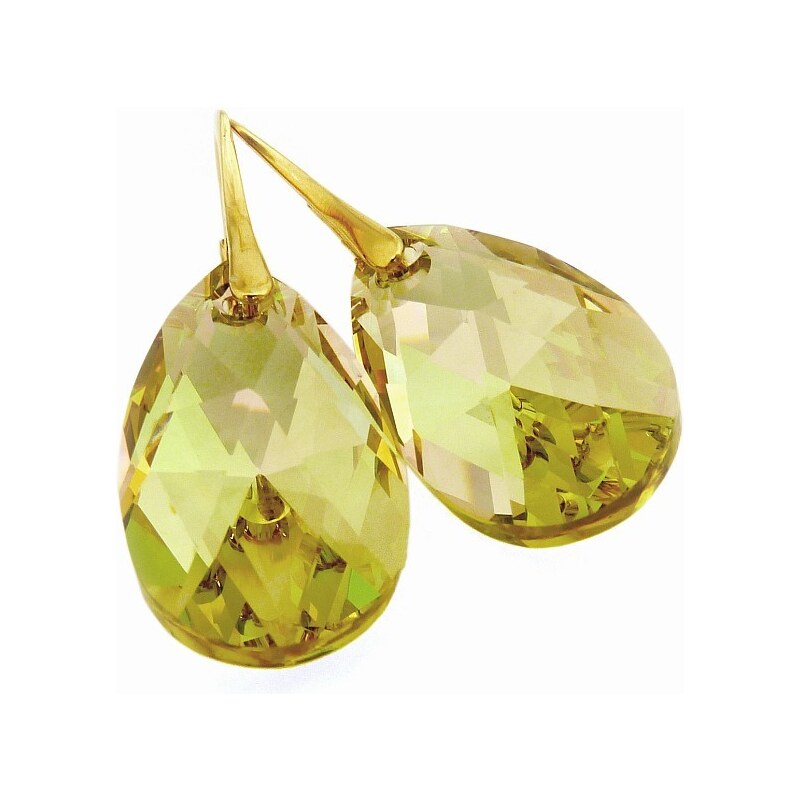 Šperky LAFIRA Style Pozlacené stříbrné náušnice Pear Lumin Green