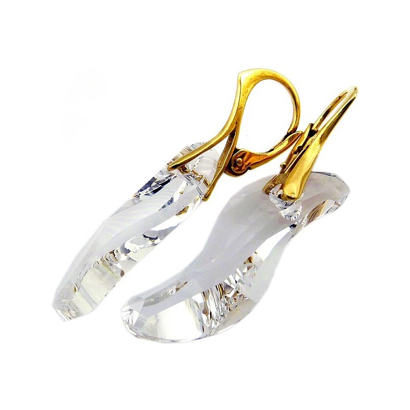 Šperky LAFIRA Style Pozlacené stříbrné náušnice Swarovski Wave Crystal 660