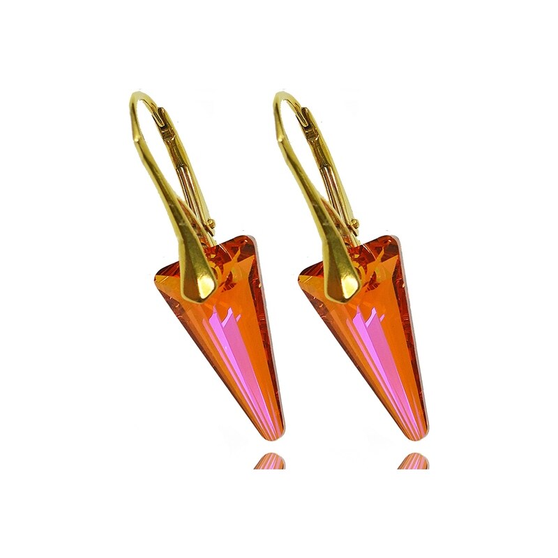 Šperky LAFIRA Style Pozlacené stříbrné náušnice Swarovski Spike Astral Pink 735