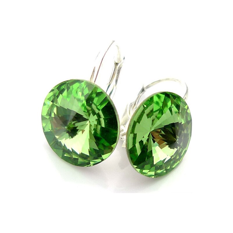 Šperky LAFIRA Style Zelené stříbrné visací náušnice Rivoli 10 mm
