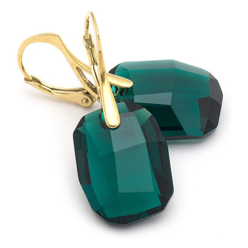 Šperky LAFIRA Style Pozlacené stříbrné náušnice Graphic Emerald
