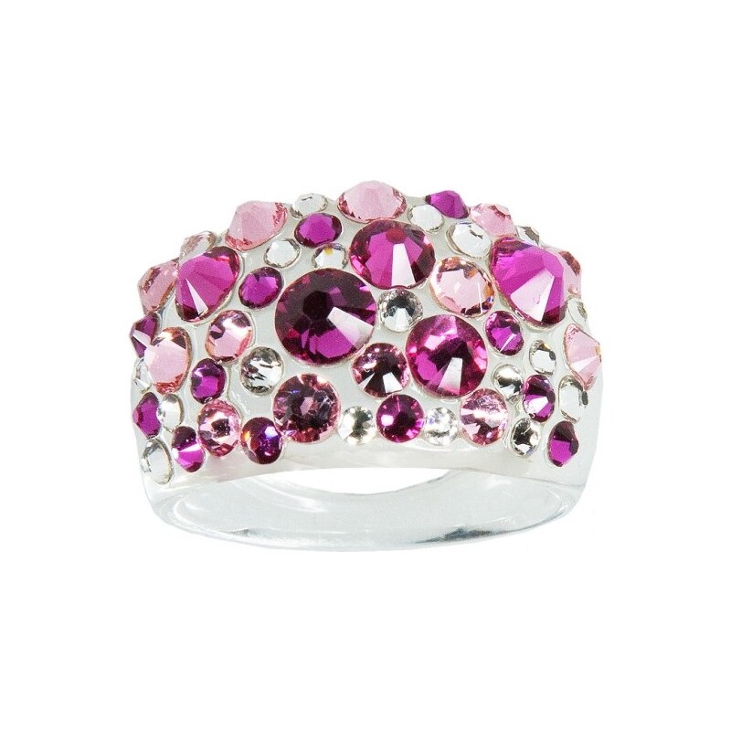 Šperky LAFIRA Style Prsten s krystaly Swarovski Fuchsia