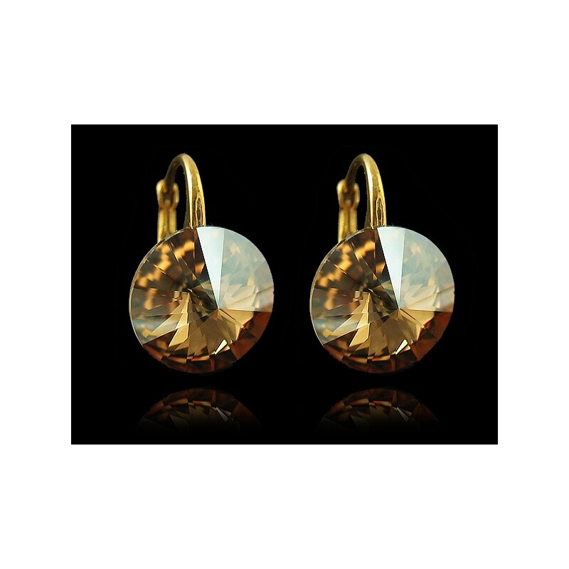 Šperky LAFIRA Style Pozlacené stříbrné náušnice Rivoli Golden Shadow