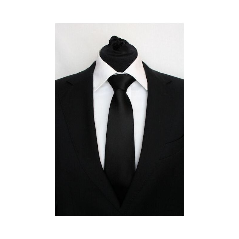 Šperky LAFIRA Style Pánská černá klasická kravata - 8 cm