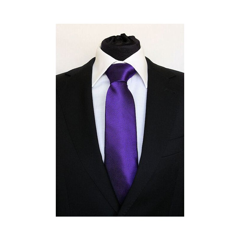 Šperky LAFIRA Style Pánská fialová vzorovaná klasická kravata - 8 cm