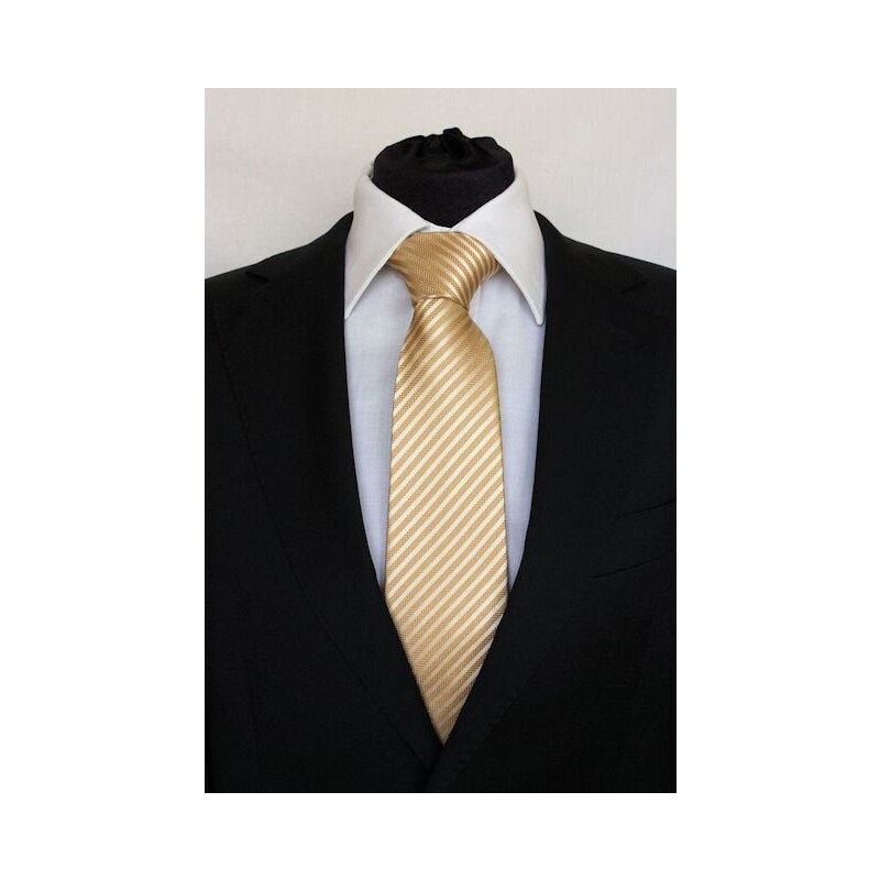 Šperky LAFIRA Style Pánská zlatá klasická kravata s pruhy 910