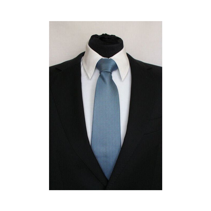 Šperky LAFIRA Style Pánská modrá klasická kravata s kostičkami - 8 cm