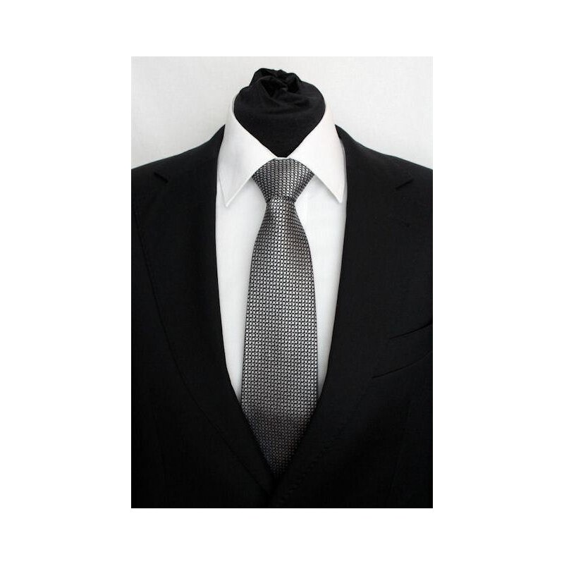 Šperky LAFIRA Style Pánská černá klasická kravata s kolečky 925