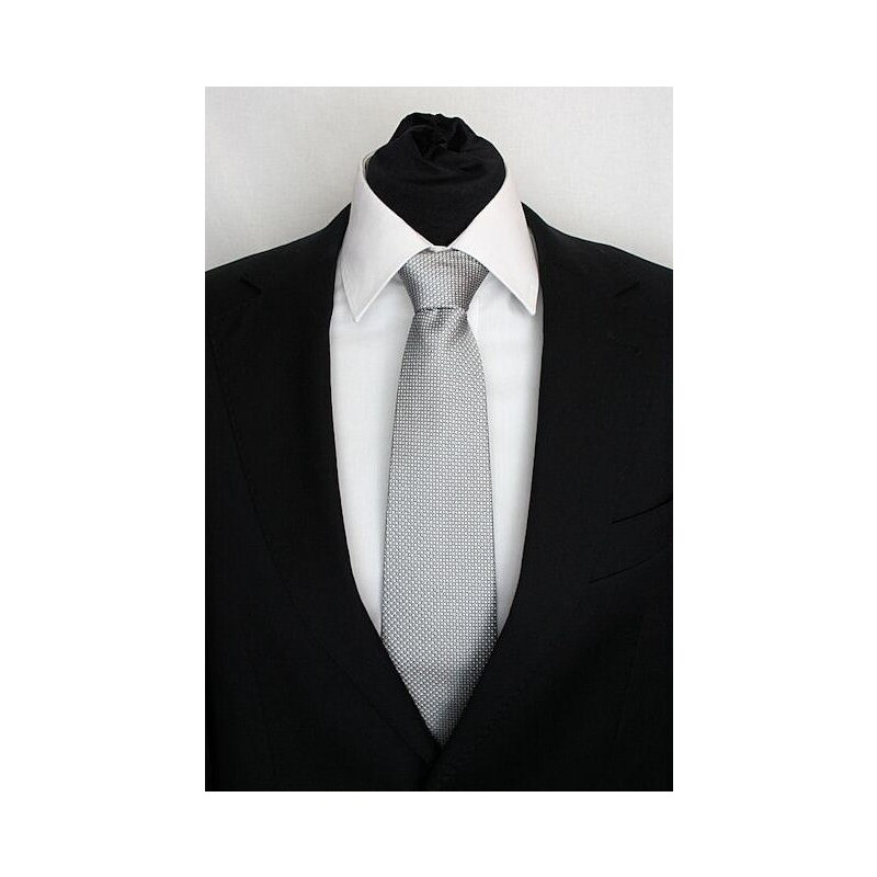 Šperky LAFIRA Style Pánská šedá klasická kravata s kolečkami - 8 cm