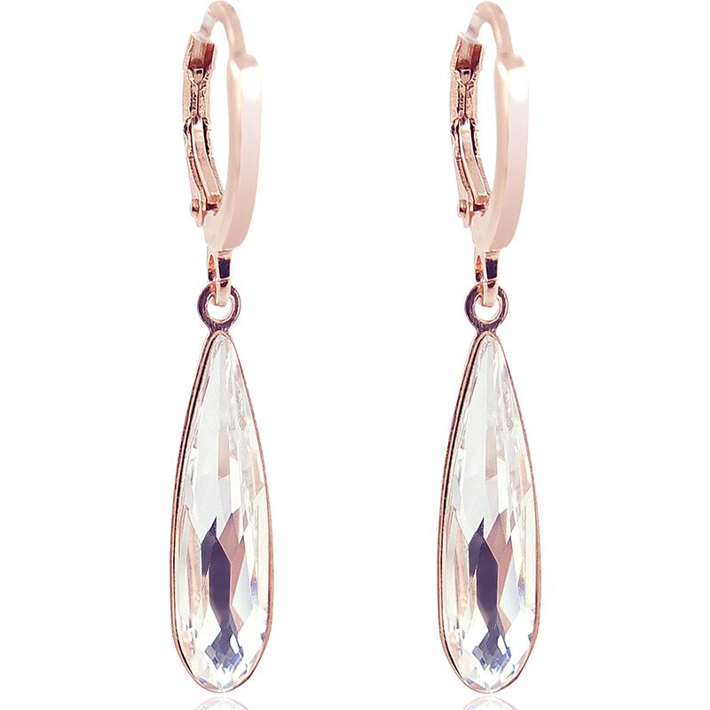 Šperky LAFIRA Style Visací Rose Gold náušnice Rain Drop Crystal