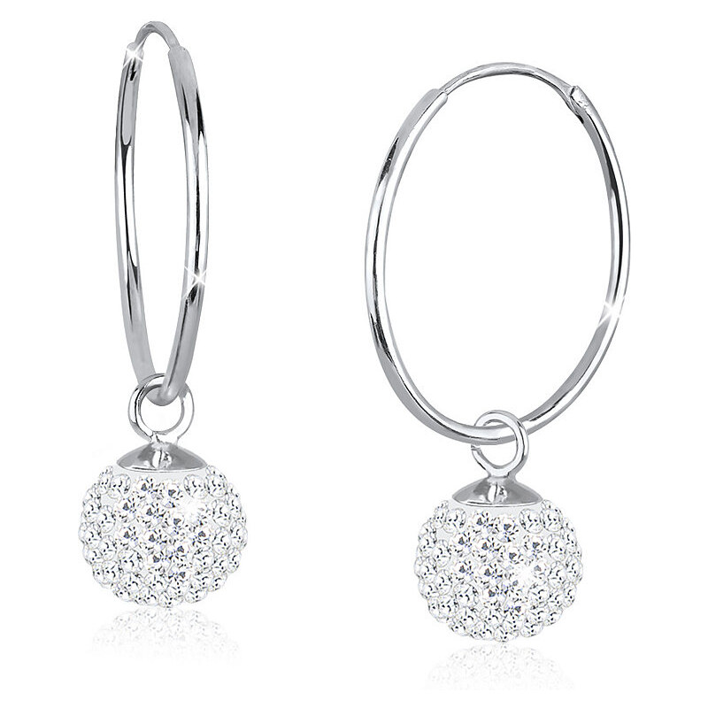 Šperky LAFIRA Style Stříbrné kruhy s kuličkou Crystal 12 mm