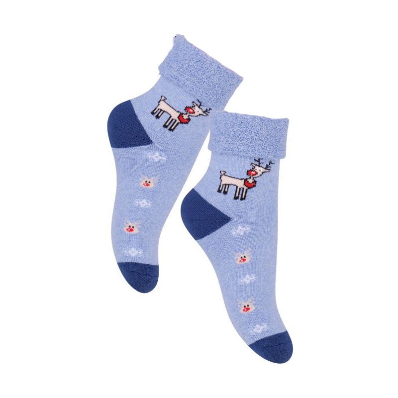 STEVEN Dětské ponožky se sobem - modré