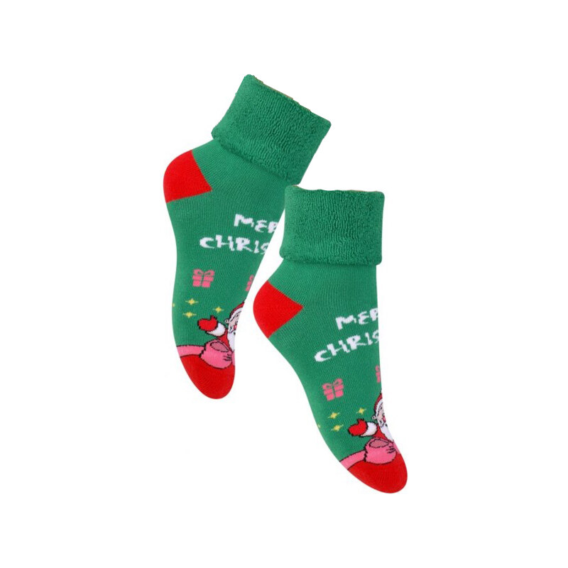 STEVEN Dětské ponožky Marry Christmas - zeleno-červené