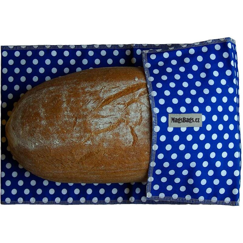 MagsBags Kapsa na chleba modrobílý puntík 40x25cm