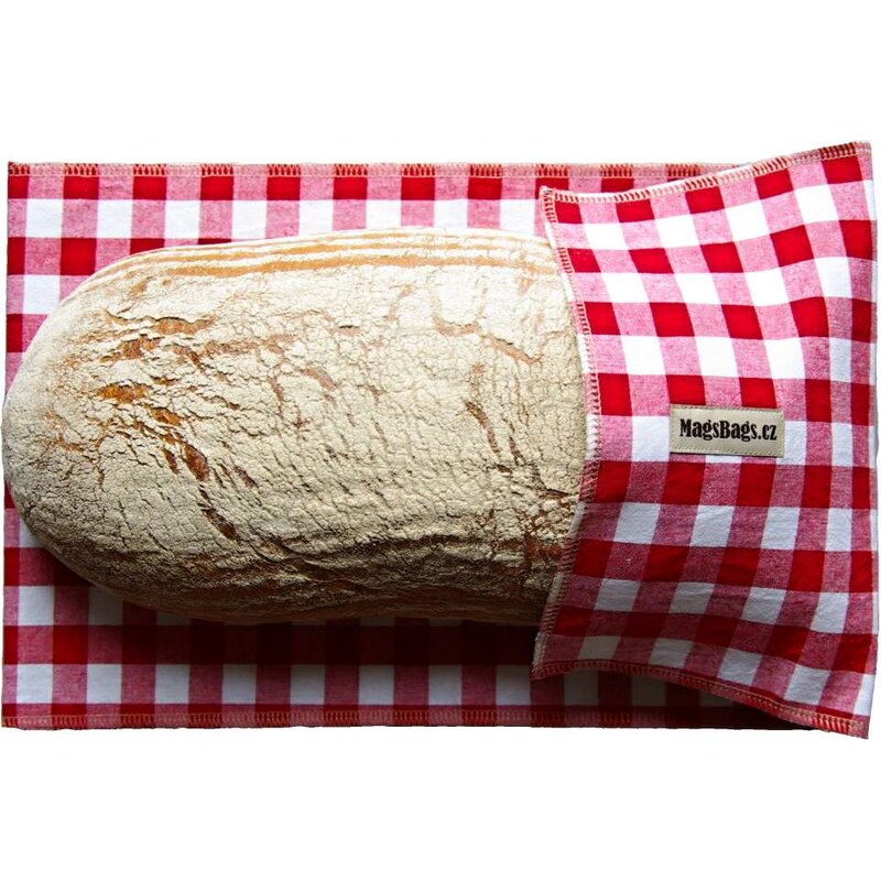 MagsBags Kapsa na chleba červenobílá kostka 40x25cm