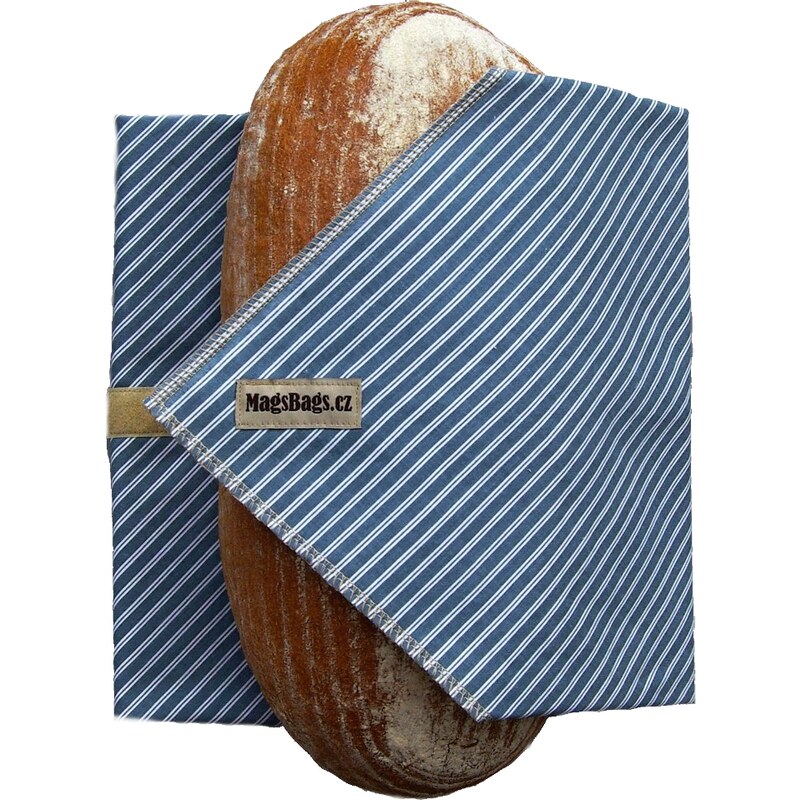 MagsBags Ubrousek na chleba modrobílý proužek 55x55cm
