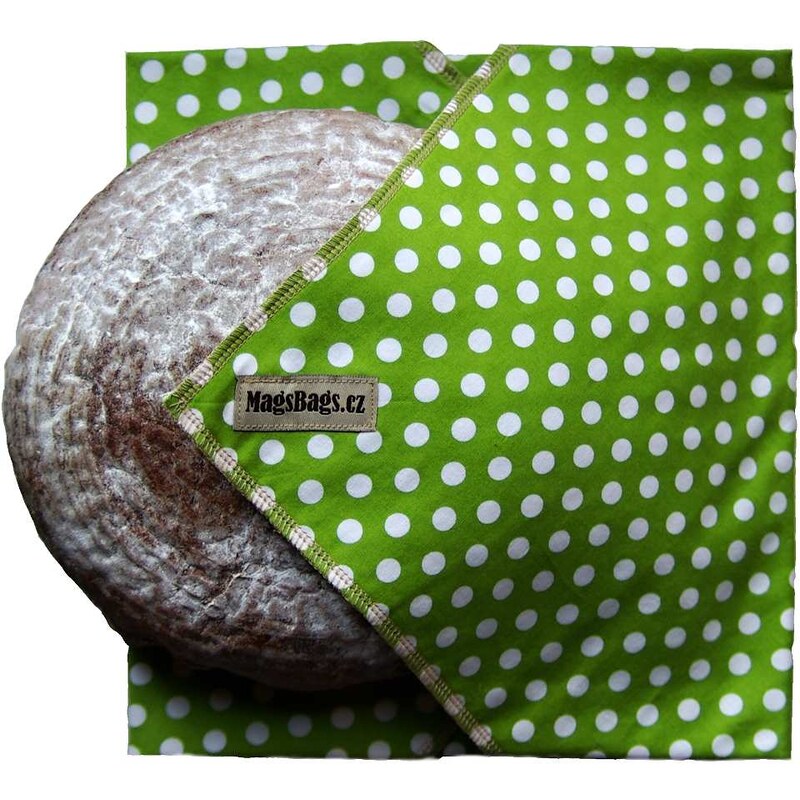 MagsBags Ubrousek na chleba zelenobílý puntík 55x55cm