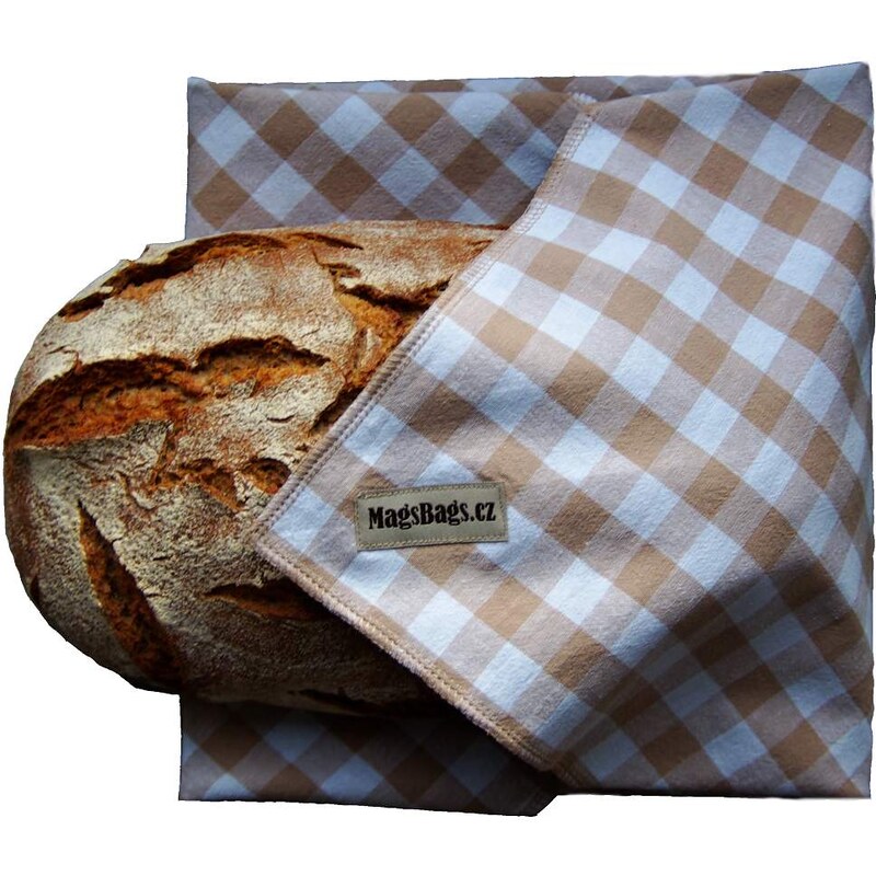 MagsBags Ubrousek na chleba béžovobílá kostka 55x55cm