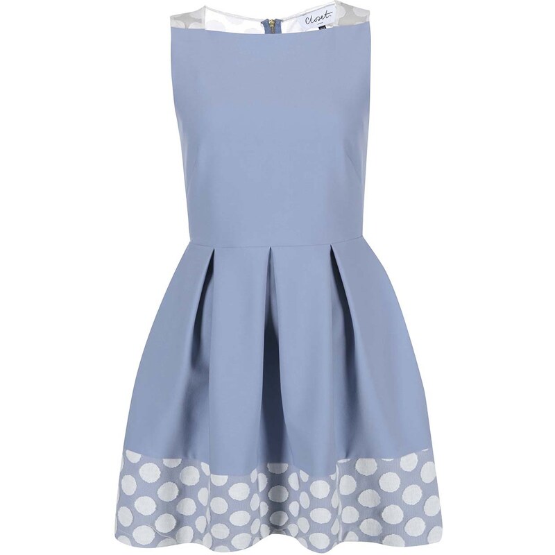 Světle modré šaty s puntíkovanou krajkou Closet