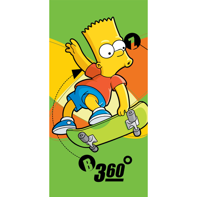 JERRY FABRICS Osuška Bart Simpson skate zelená 75/150