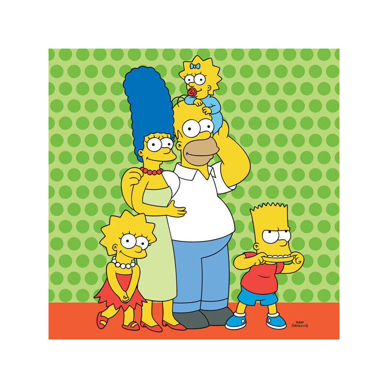 JERRY FABRICS Polštářek Simpsons family zelený 40x40