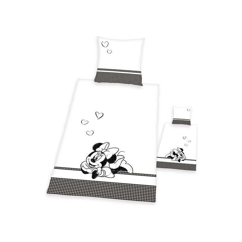 Herding Povlečení Minnie Mouse 2015 černobílá bavlna 140/200, 70/90 cm